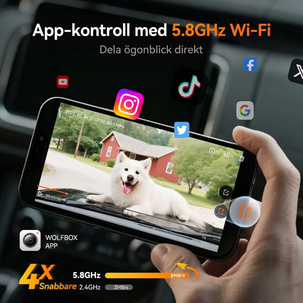 🚗✨ G900Pro 12MP Backspegel med WiFi & Pekskärm – Premium Säkerhet med 30 Månaders Garanti