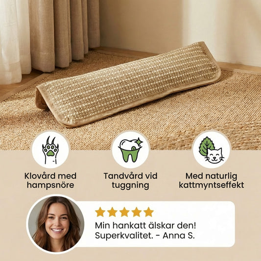 Klorematte i naturlig kattemynte og hamp – for klopleie og tannpleie