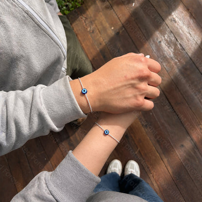 Amora Evil Eye Pararmbands‑Set | Silverpläterad | Justerbar