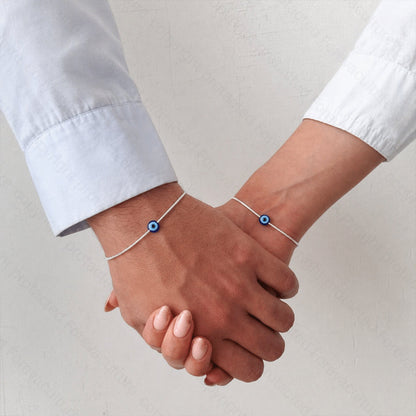 Amora Evil Eye Pararmbands‑Set | Silverpläterad | Justerbar