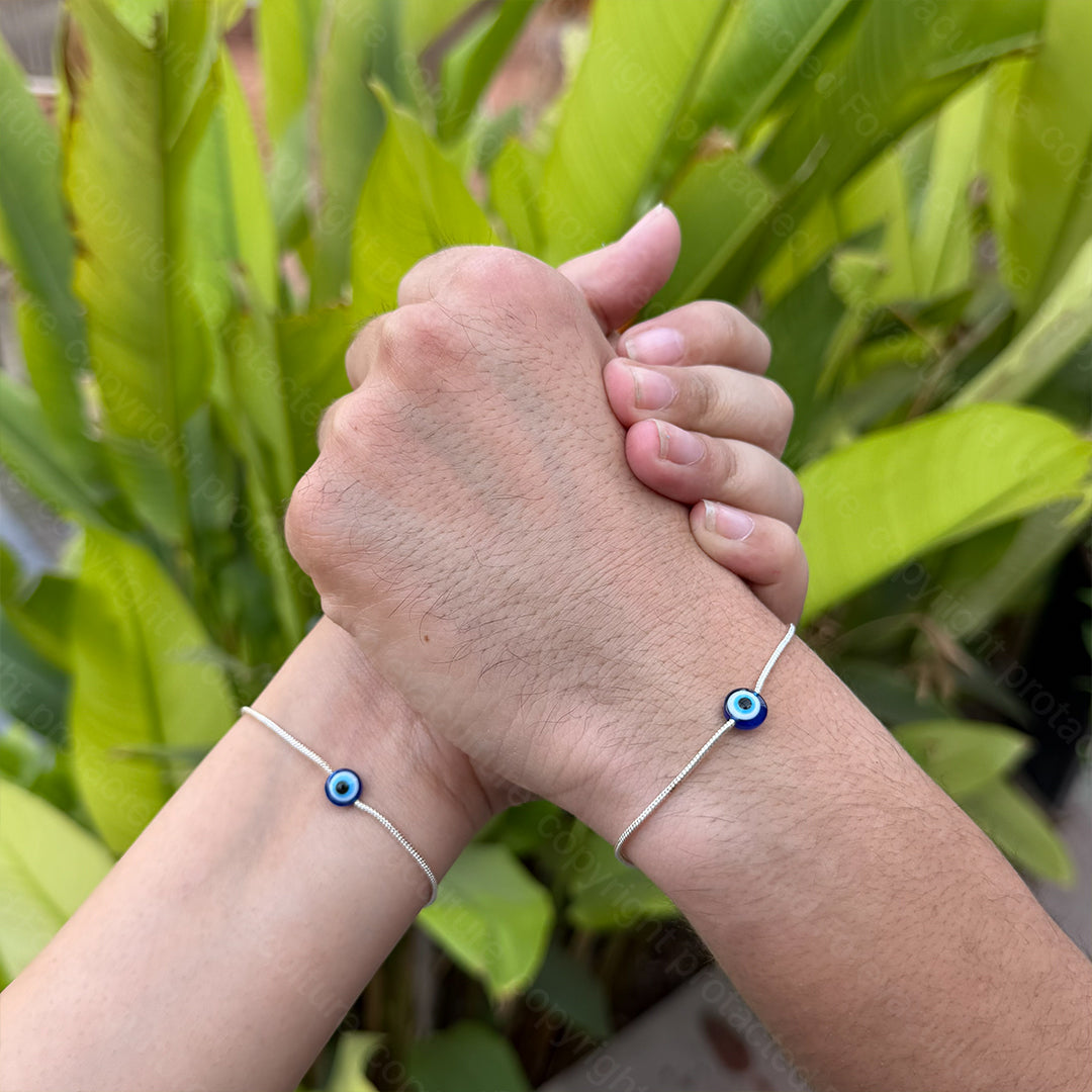 Amora Evil Eye Pararmbands‑Set | Silverpläterad | Justerbar