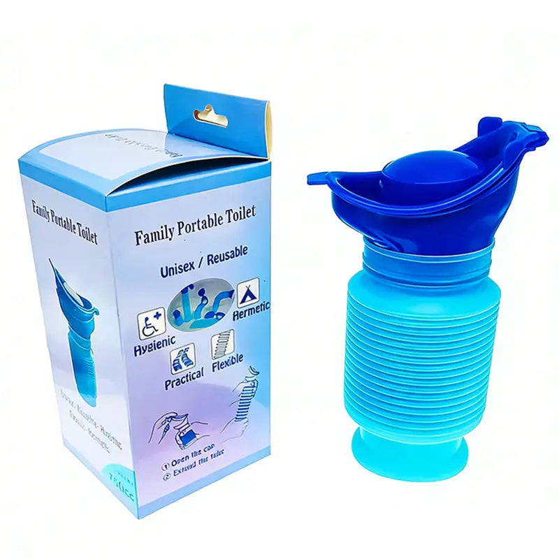 750ml Bärbar Urinal & Kissflaska för Bil | Unisex Mobil Toalett för Män och Kvinnor | Hopfällbar Resetoalett