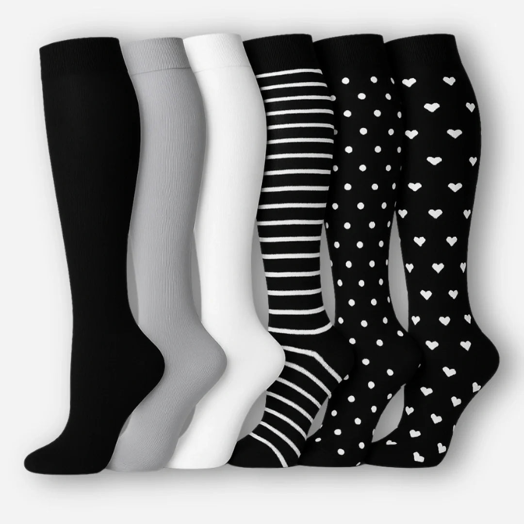 6-pakning med kompresjonsstrømper