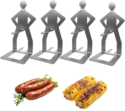 Morsomme pølseholdere "Stående Mann" – 4 stk Grilltilbehør for pølser og BBQ