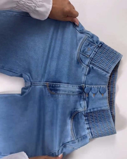 Curvy Skinny Flare-Jeans med Hög Midja | Formande & Stretchiga