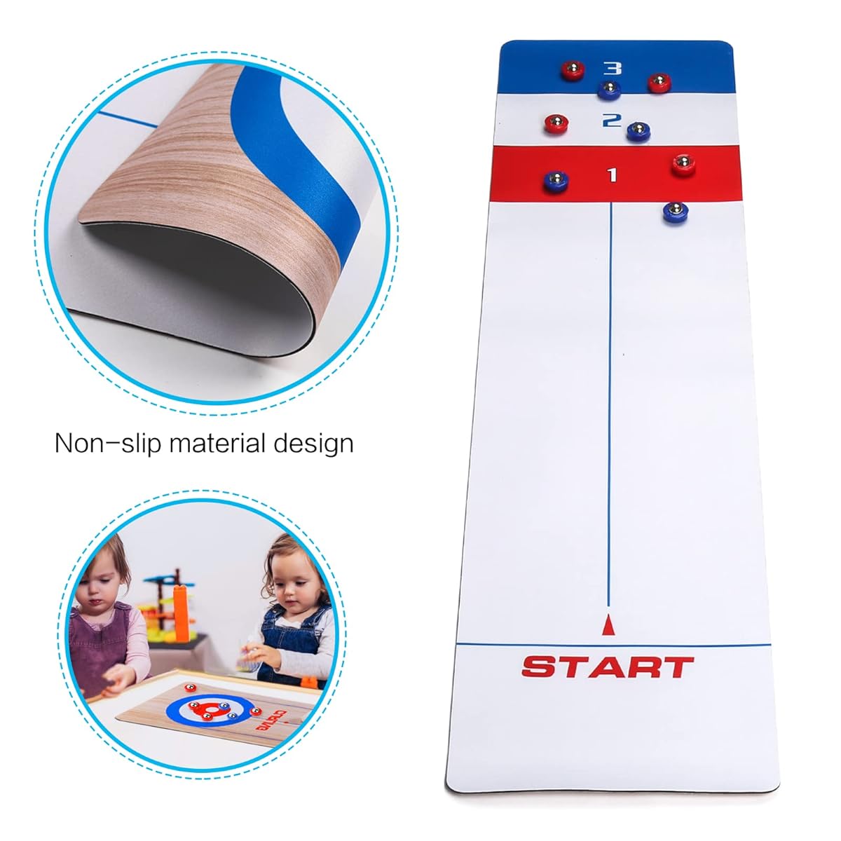 3-i-1 Bordsspel: Curling, Bowling & Shuffleboard