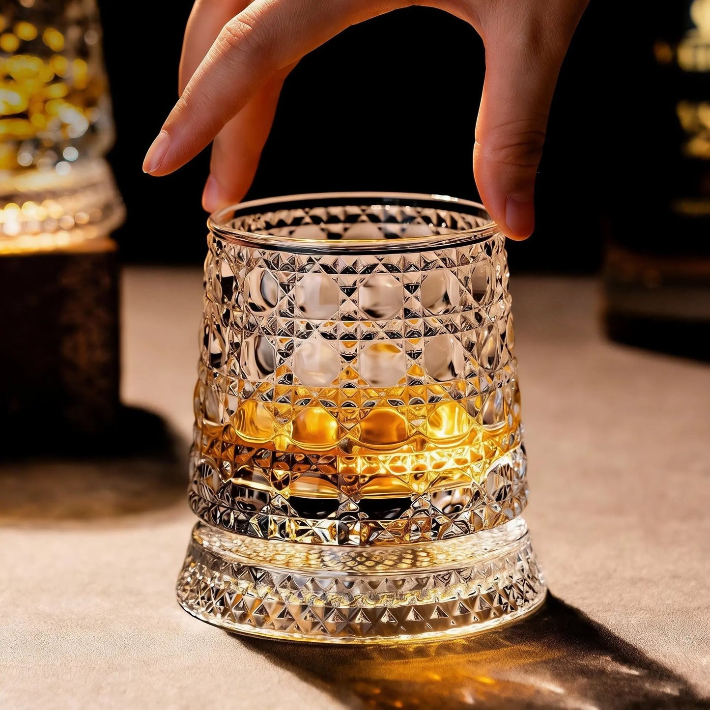 🥃✨360° roterande kristallglas – Lyxigt snurrande whisky- och vinglas