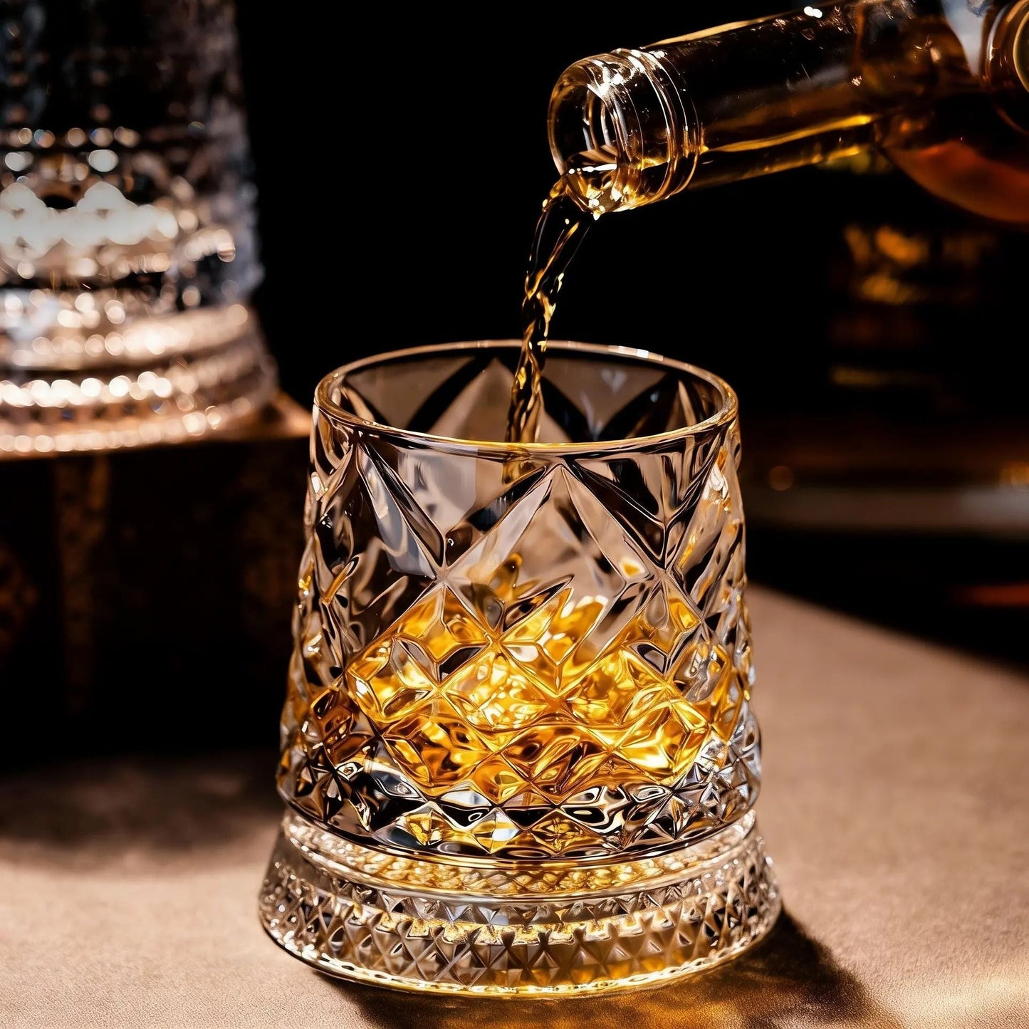🥃✨360° roterande kristallglas – Lyxigt snurrande whisky- och vinglas