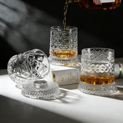 🥃✨360° roterande kristallglas – Lyxigt snurrande whisky- och vinglas
