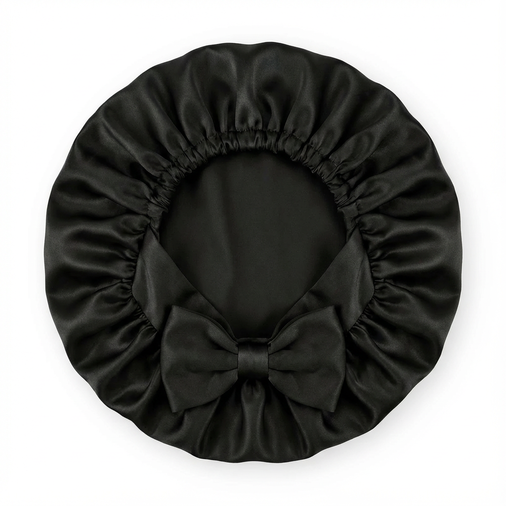 Mulberry silk bonnet that reduces frizz &amp; preserves hair moisture overnight 