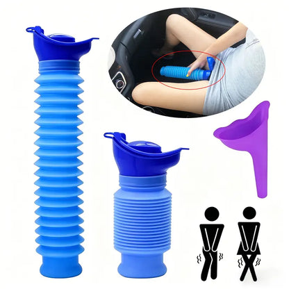 750ml Bärbar Urinal & Kissflaska för Bil | Unisex Mobil Toalett för Män och Kvinnor | Hopfällbar Resetoalett