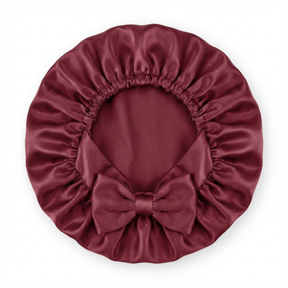 Mulberry silk bonnet that reduces frizz &amp; preserves hair moisture overnight 
