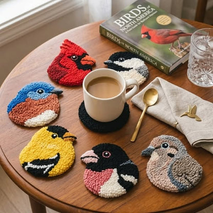 🔥 SISTE DAG 50 % RABATT – 🧵 Punch Needle-sett for nybegynnere: DIY Fugleunderlegg🐦