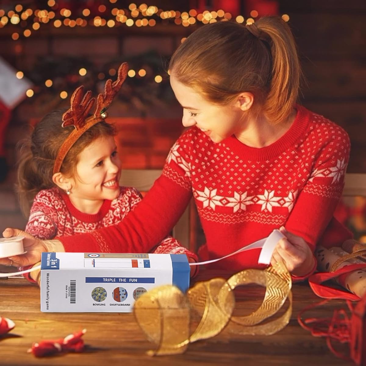 3-i-1 Bordsspel: Curling, Bowling & Shuffleboard