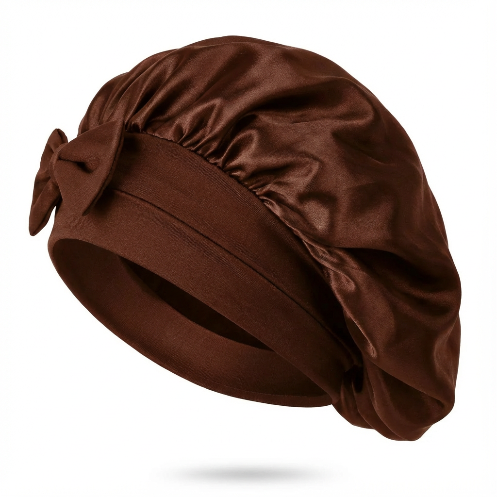 Mulberry silk bonnet that reduces frizz &amp; preserves hair moisture overnight 