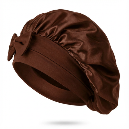 Mulberry silk bonnet that reduces frizz &amp; preserves hair moisture overnight 