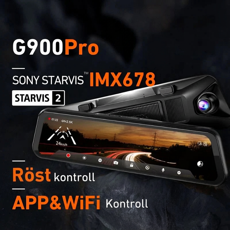 🚗✨ G900Pro 12MP Back­spegel med WiFi & Pekskärm – Premium Säkerhet med 30 Månaders Garanti