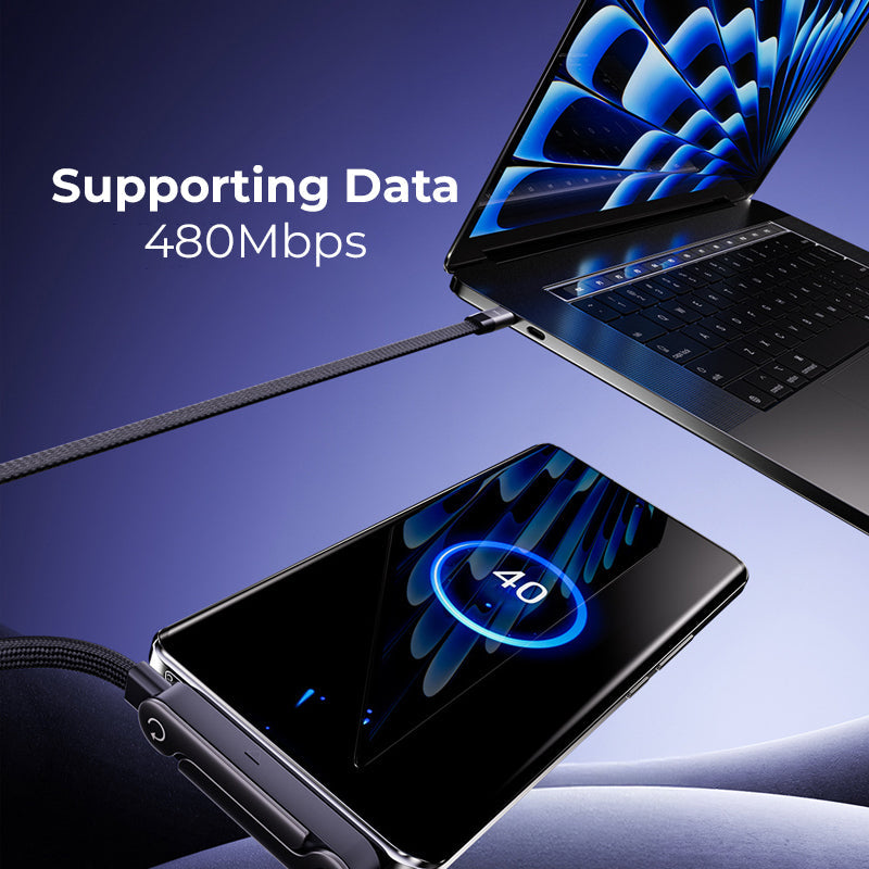 ⚡2-i-1 usynlig ladekabelholder – 240W hurtigladekabel med innebygd telefonstativ