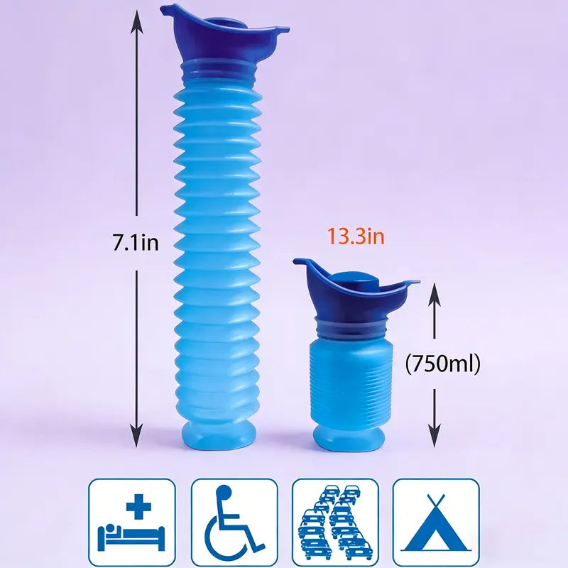 750ml Bärbar Urinal & Kissflaska för Bil | Unisex Mobil Toalett för Män och Kvinnor | Hopfällbar Resetoalett