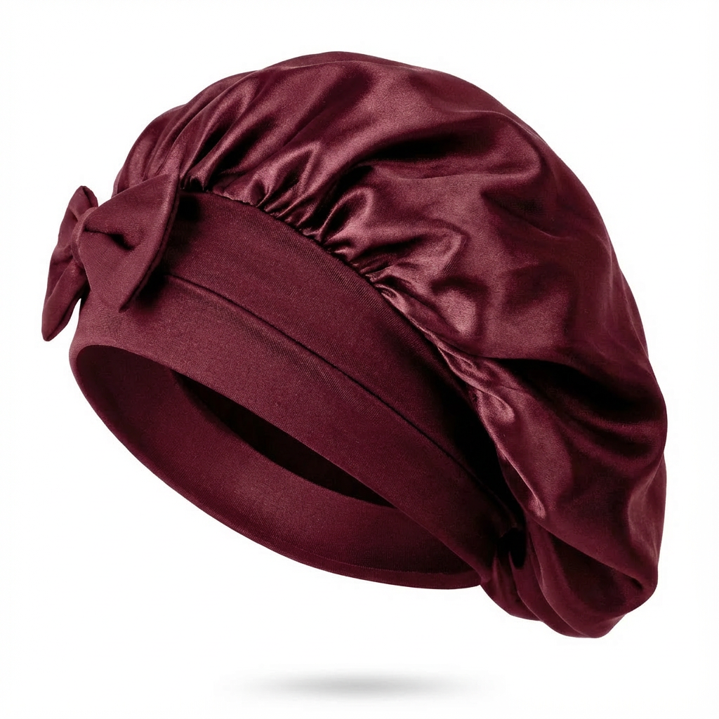 Mulberry silk bonnet that reduces frizz &amp; preserves hair moisture overnight 