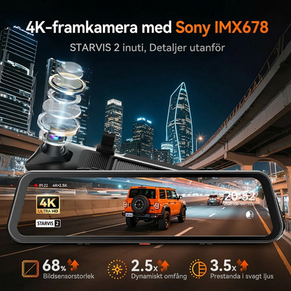🚗✨ G900Pro 12MP Back­spegel med WiFi & Pekskärm – Premium Säkerhet med 30 Månaders Garanti