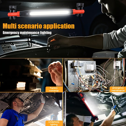 Oppladbar magnetisk LED-arbeidslampe med kroker - Bærbar verkstedlampe med høy lumen for bilmotor, garasje og nødlys