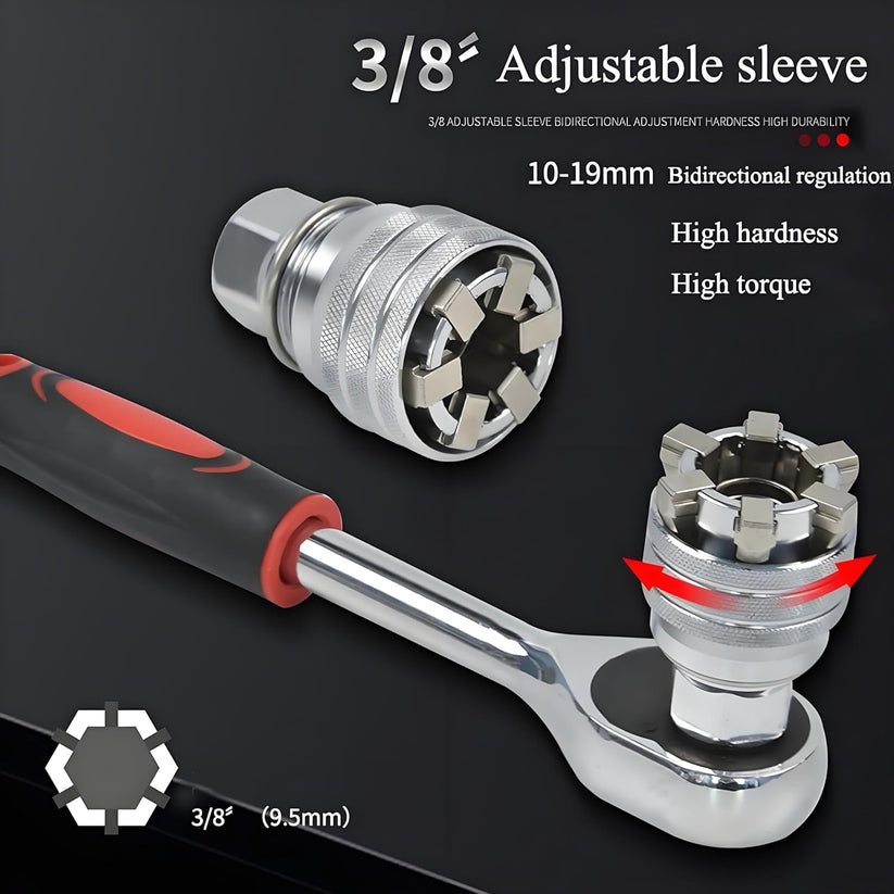 Uppgraderad Justerbar Universalsockel – 10–19 mm Multifunktionsnyckel