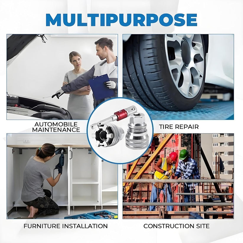 Uppgraderad Justerbar Universalsockel – 10–19 mm Multifunktionsnyckel