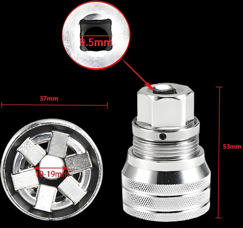 Uppgraderad Justerbar Universalsockel – 10–19 mm Multifunktionsnyckel