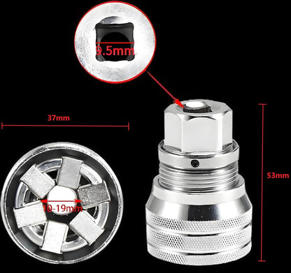 Uppgraderad Justerbar Universalsockel – 10–19 mm Multifunktionsnyckel