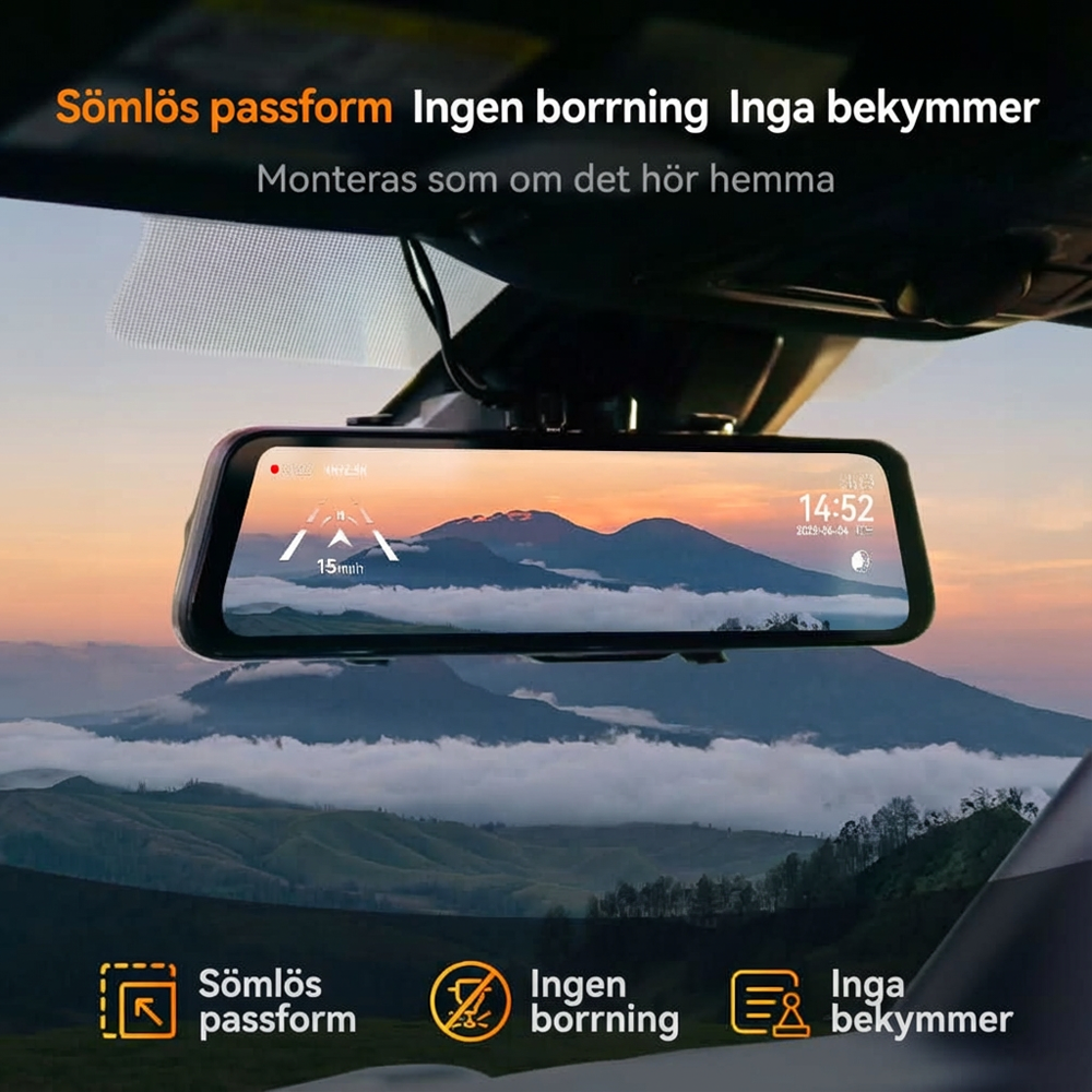 🚗✨ G900Pro 12MP Back­spegel med WiFi & Pekskärm – Premium Säkerhet med 30 Månaders Garanti