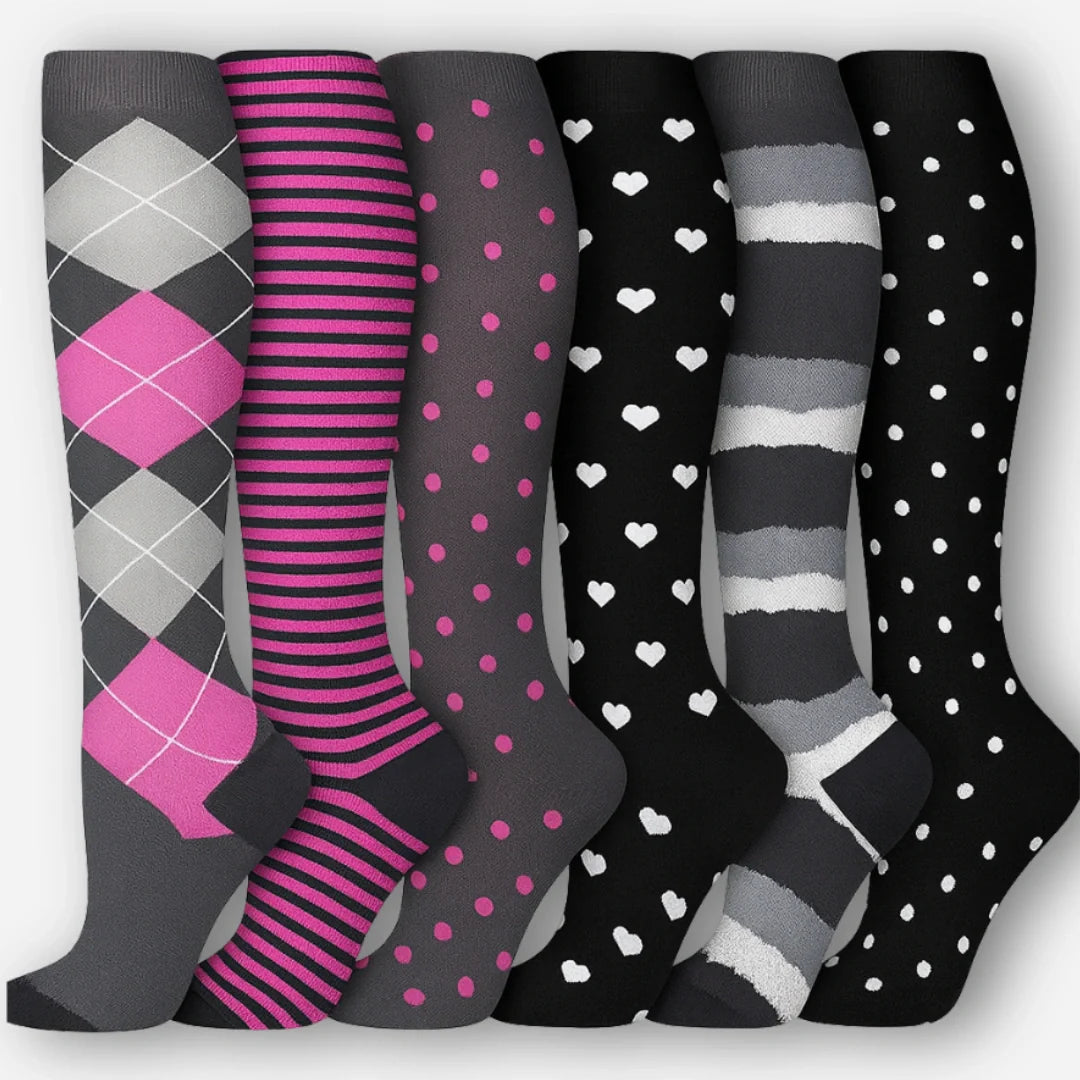 6-pakning med kompresjonsstrømper