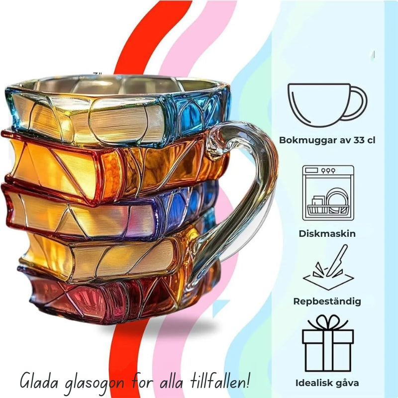 Håndlaget krus med bokdesign