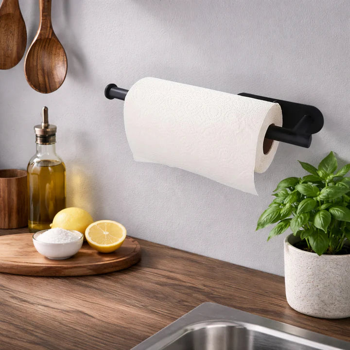 StickMount papirholder – Selvklebende holder for papir, håndklær og kjøkkenruller – monteres uten boring, skruer eller verktøy. 