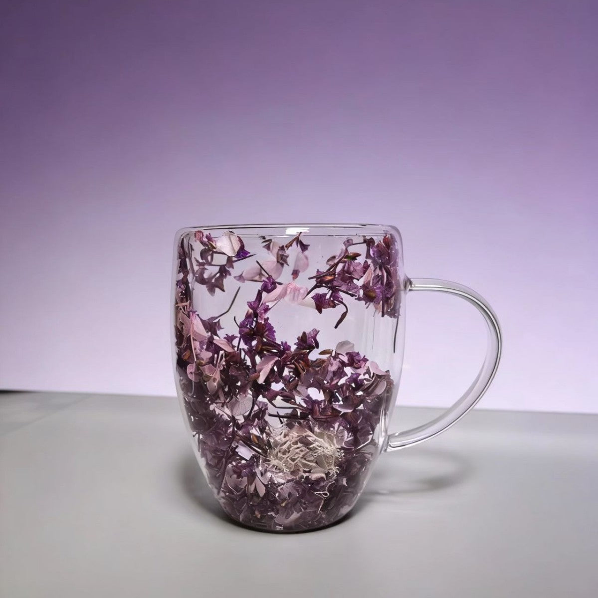 🌸🌿 Begränsad upplaga 2026 | Dubbelväggig Glasmugg med Flerfärgade Blommor, 350 ml