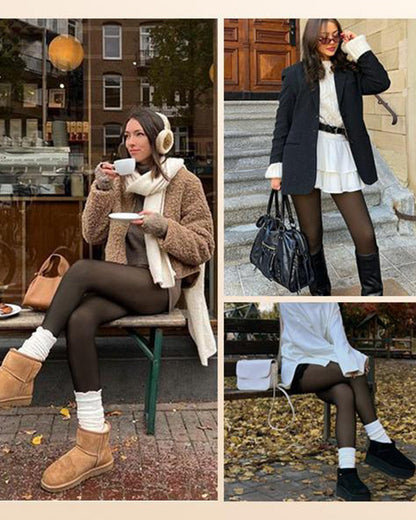 Halvgjennomsiktige strømpebukser med én søm og fleecefôr