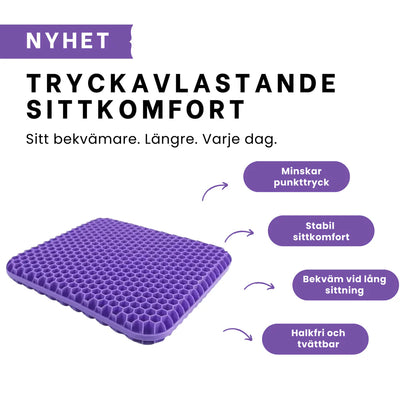 🔥💺 Gelpute i sete – ergonomisk trykkavlastning for rygg og sete når man sitter over lengre tid.