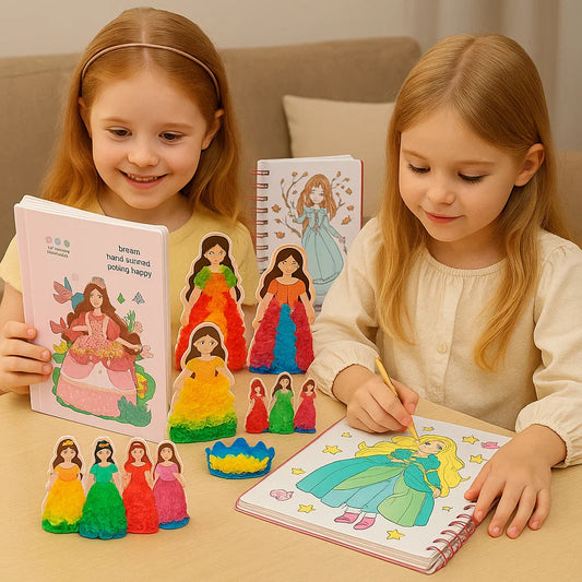 Ritbok för Modedesign: Prinsessor – Pysselbok med klistermärken och mallar för barn – Köp 1 Få 1 Gratis