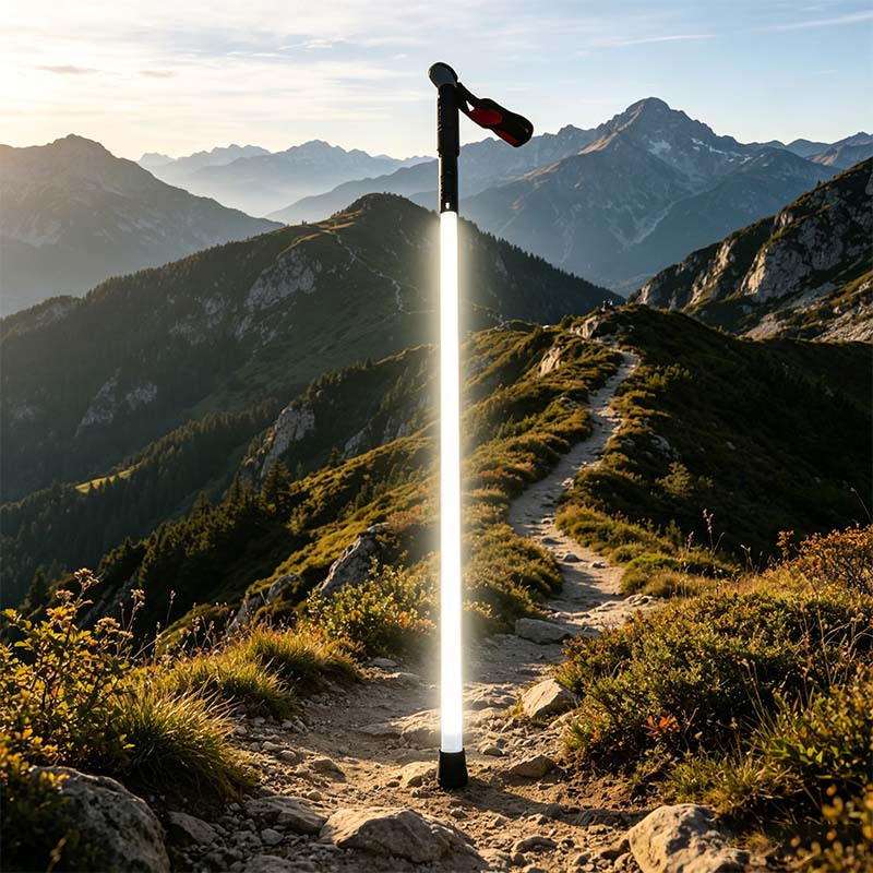 Lasersabel-stil turstaver – LED-belyste, vanntette aluminiumstaver for nattvandring, camping og nødsituasjoner