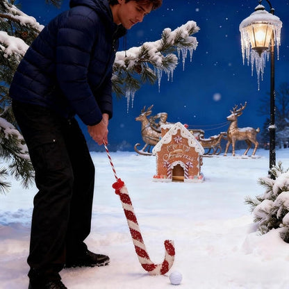 🍪 50 % RABATT NÅ! ✨ Pepperkake-golfsett – Festlig julespill med 2 puttere og 6 hull for familiemoro i høytiden 🎄🏌️‍♂️ 