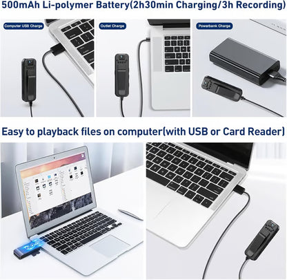 🔥 HD 1080P oppladbart mini-kroppskamera med nattsyn og roterbart objektiv 📷 