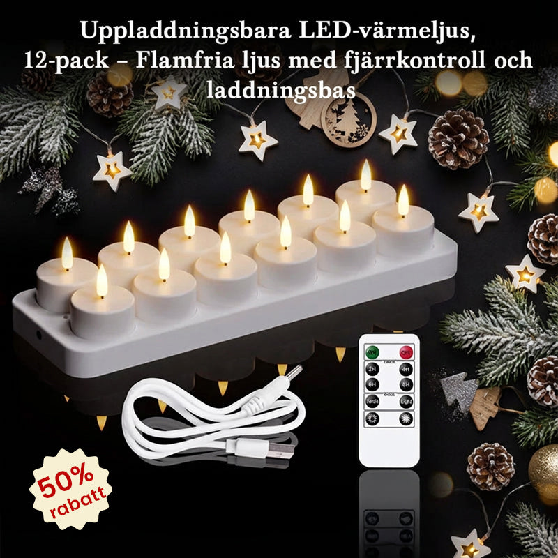🕯️✨ 12 LED-varmelys for et varmt nyttår
