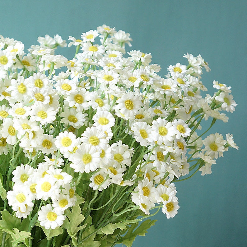 Konstgjord kamomill, 55 cm vita konstgjorda prästkragar – Faux-blommor för hem, kök och bröllopsdekoration
