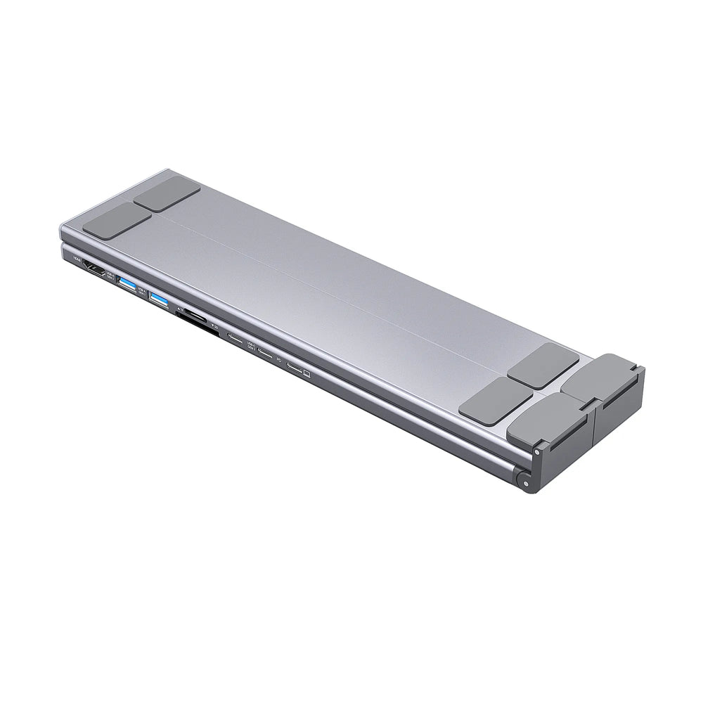 ⚡ 2-i-1 USB-C-dockningsstation & laptopstativ – 8 portar, 4K HDMI & justerbar höjd för ökad produktivitet 🖥️