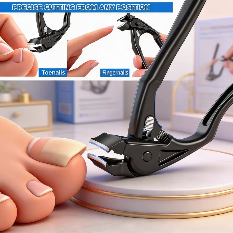 Nagelklippare i rostfritt stål med stänkskydd – bred öppning för invuxna naglar & fotvård ✂️👣