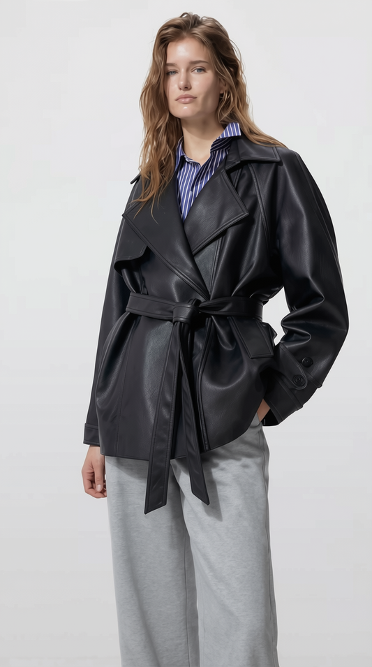 Kort trenchcoat med bälte