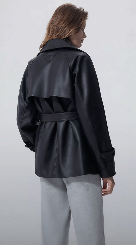 Kort trenchcoat med bälte